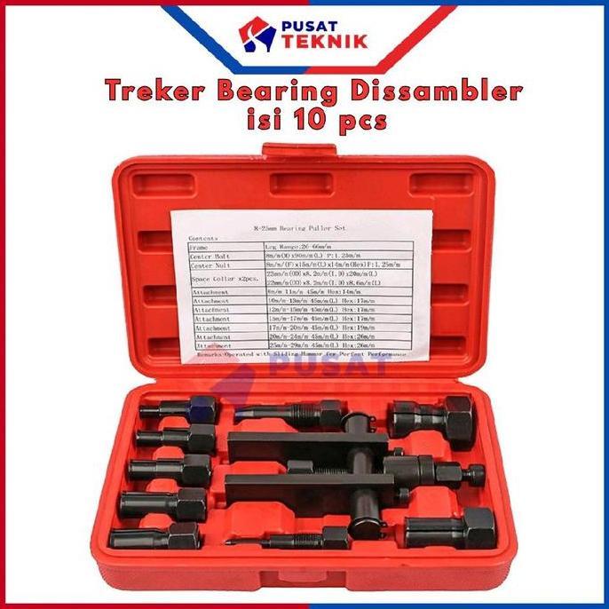 Tools- Treker Bearing 10 Pcs Treker Cabut Bearing Dalam 10Pcs Bearing Puller + Box