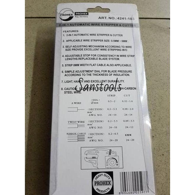 Dore- Tang Kupas Kabel Prohex Germany / Cable Wire Stripper Pengupas Tajam