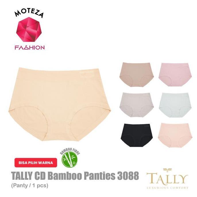 Tally Celana Dalam Wanita - CD 3088 - Katun Bamboo High Waist Motif Cewek Pendek