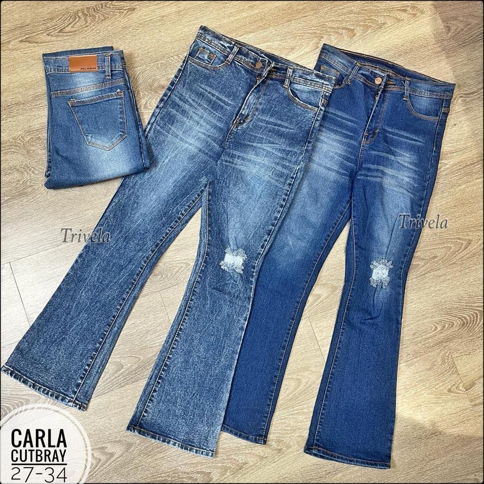 Cutbray Loose Sobek Lapis Wanita l Celana Jeans Cutbray Wanita l Carla Loose Cutbray Jumbo