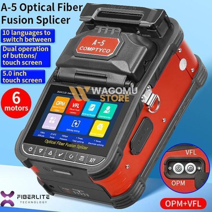 Wagomu Fusion Splicer 6 Motors A-5 COMPTYCO Fiber Optic Splicer Touchscreen 6 MOTOR