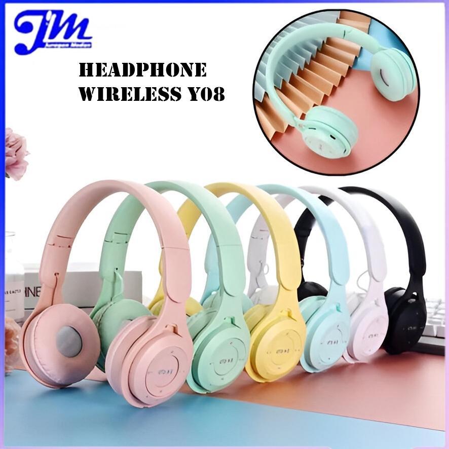 big sale headset bluetooth bando macaron y08 headphone super bass stereo