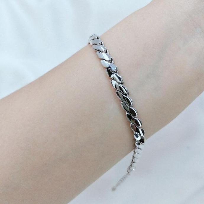 Elleria- Gelang Rantai Silver Tambang Ular Lipan Tipani N Koin Perhiasan Tidak Berkarat-Gudangperhia