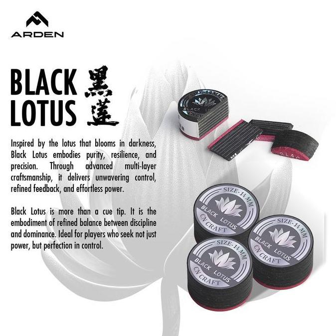 Cue Tip ARDEN Black Lotus - Tip Biliar 8 lapis 14mm | Cocok untuk Shaft Maple