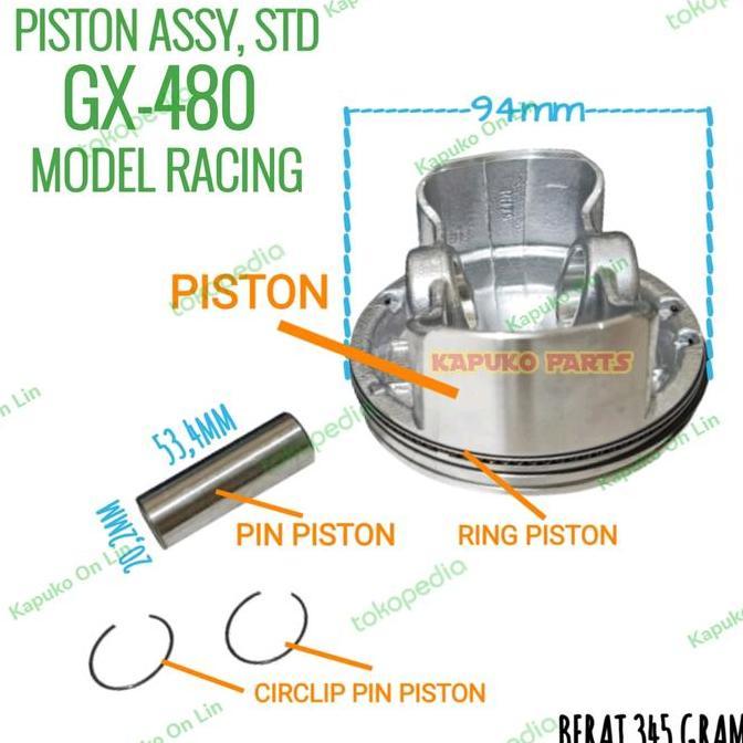heaven- GX 480 PISTON ASSY STD 94MM MODEL RACING UNTUK MESIN PENGGERAK HONDA Diskon