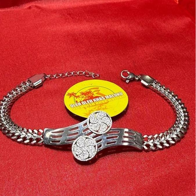 Gio- Oleh Oleh Khas Maluku - Besi Putih Aman Pakai Harian Perhiasan Rantai & Gelang Gantungan Unik D