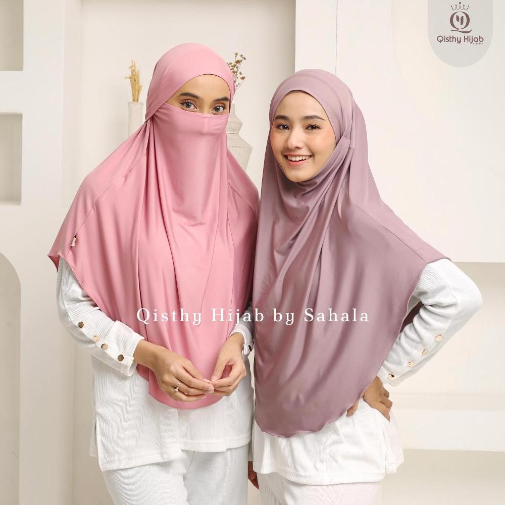 HOT DEALS QISTHY HIJAB - SARAH French Khimar Jersey L Jumbo Hijab Niqob Umroh Qisthy Hijab by Sahala