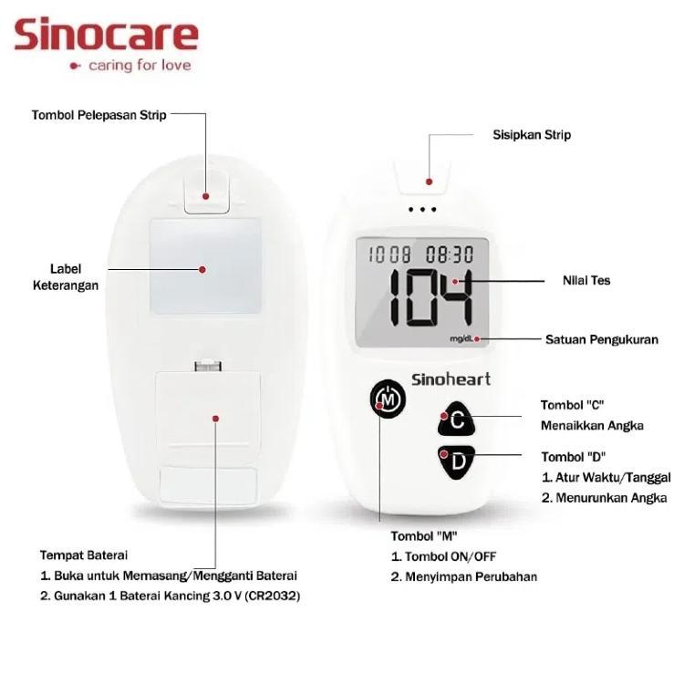 Termurah Sinocare/Sinoheart Safe Accu Strip Uji Gula Darah (25 Strip) Strip Uji Gula Darah BONUS JAR