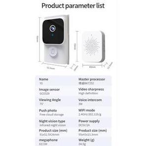 Doorbell CCTV Tuya Y8 / Kamera Bel Nirkabel WIFI Anti Maling / Kamera Bell CCTV Tuya PAN