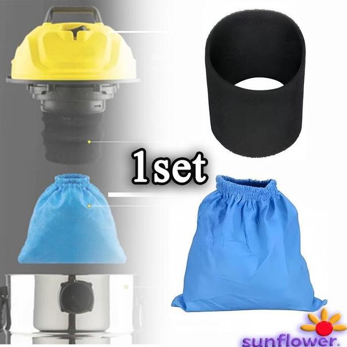 1 Set Kantong Filter Vacuum Cleaner - Basah Kering Bahan Kain & Busa