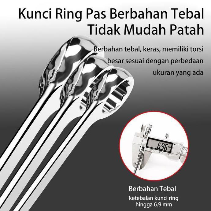 Kunci Ring Pas Set Tools Double Kunci Pas 8-24MM Chrome Vanadium Alqshop