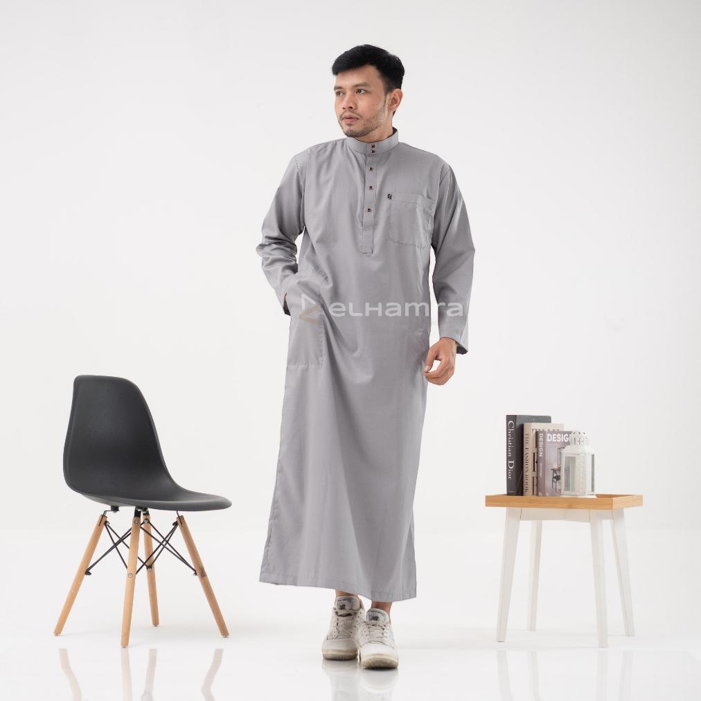 diskon elhamra - jubah slimfit dewasa gamis pria kancing sultan bahan toyobo m33b