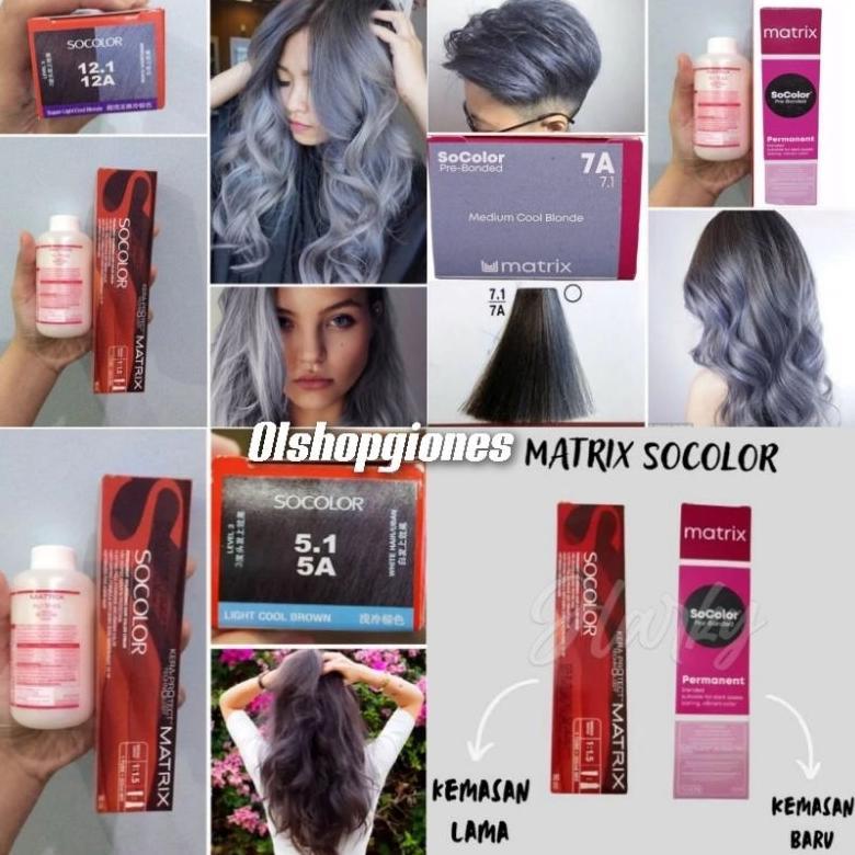 Cat Matrix Socolor 7.1 / 7A / 12.1 / 12A / ASh / Gray / Abu Abu Cat Rambut+ Oxydant Campuran 6% cat 