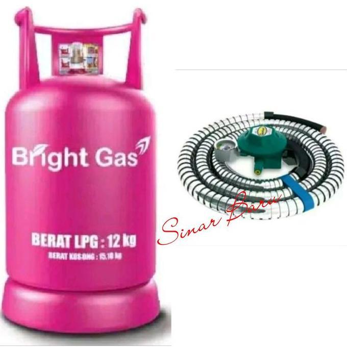 Tabung Bright Gas 12kg +Isi + Selang Regulator Quantum Tabung Gas 12kg