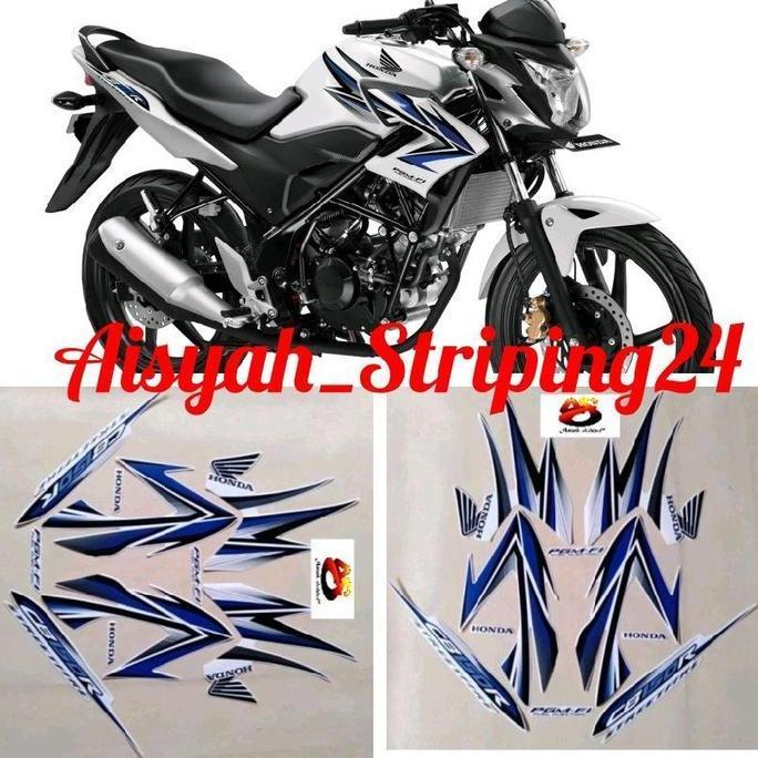 STIKER STRIPING FULL SET BODY MOTOR HONDA CB 150 R 2013 PUTIH BIRU Motorcycle