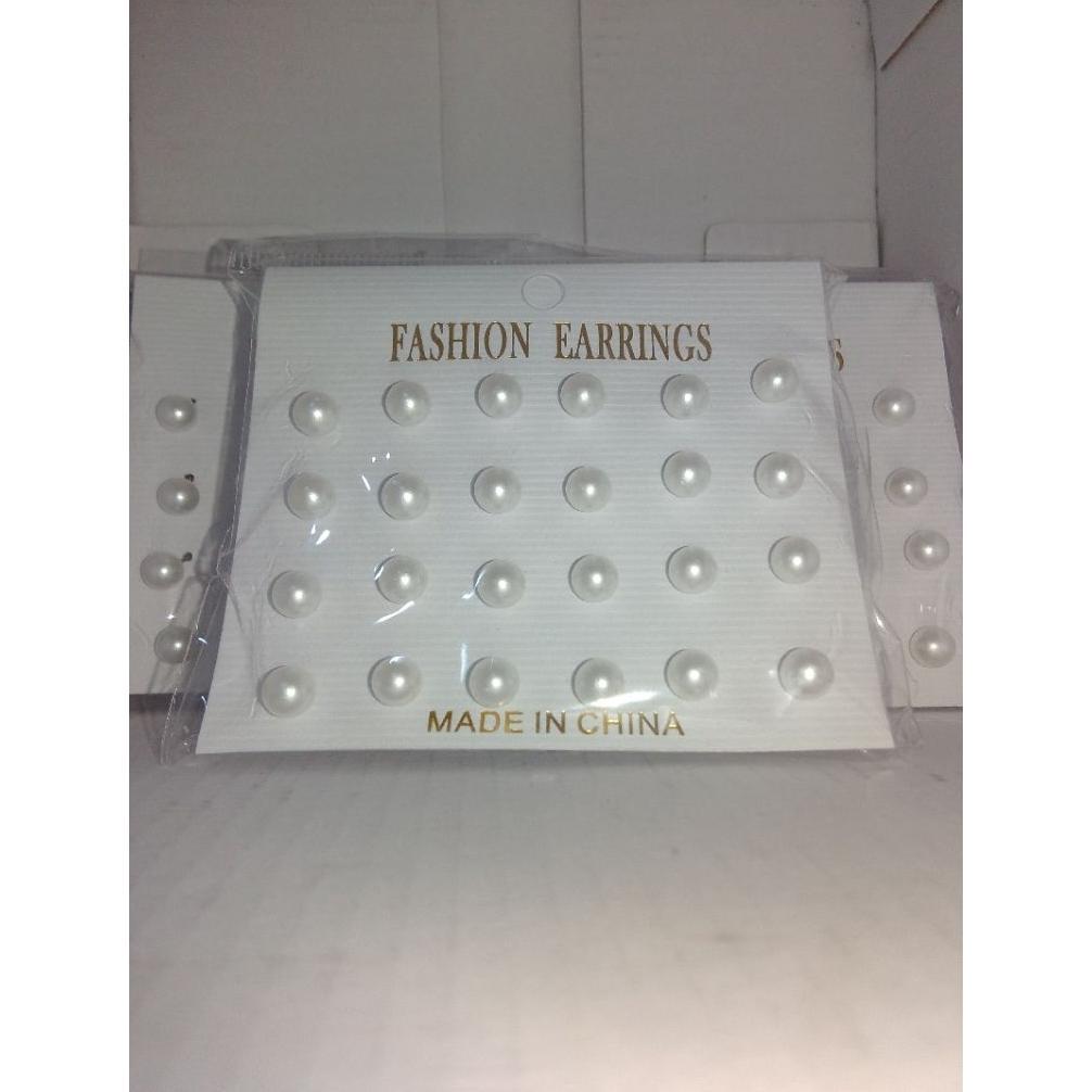 Hemat Anting Giwang Mutiara Tanggung 24 Pcs/Anting Giwang Mutiara 6Mm Putih / Hitam
