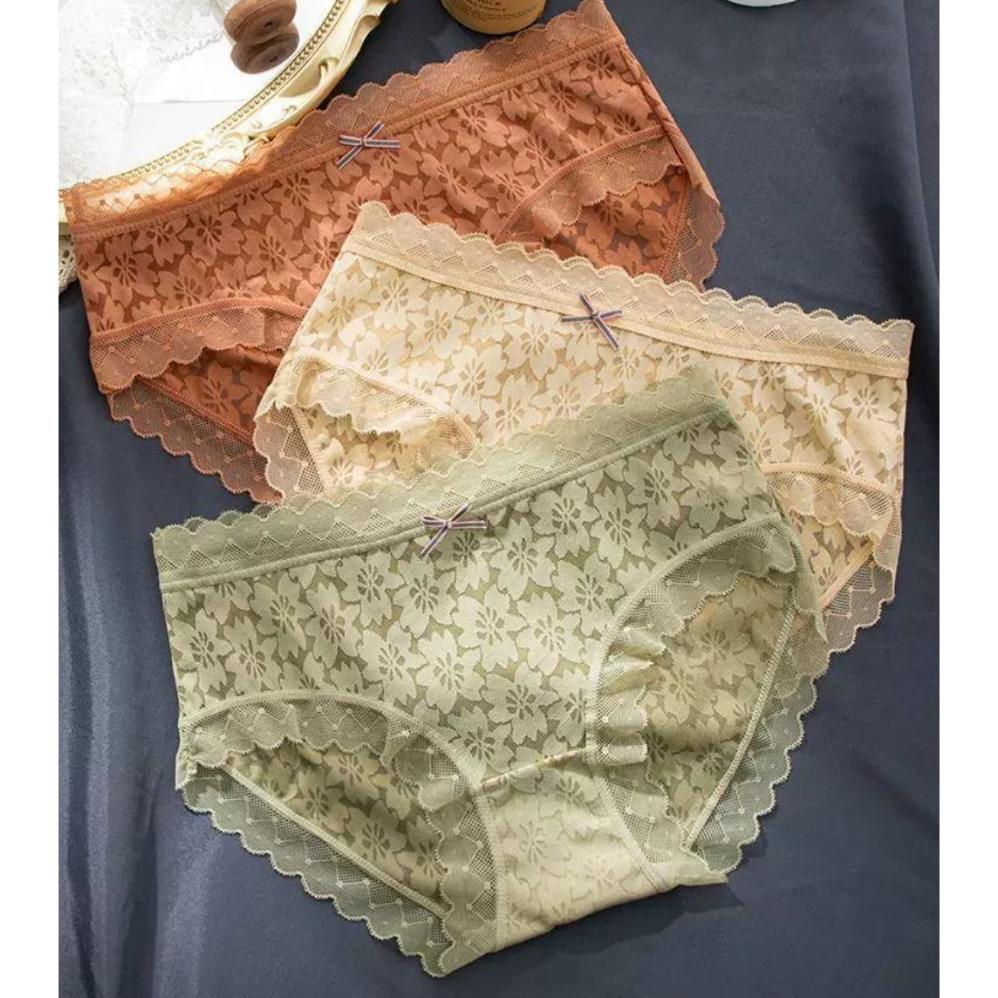 limited hoho_hwang (c-193) celana dalam renda cd wanita mid waist celana dalam sutra wanita