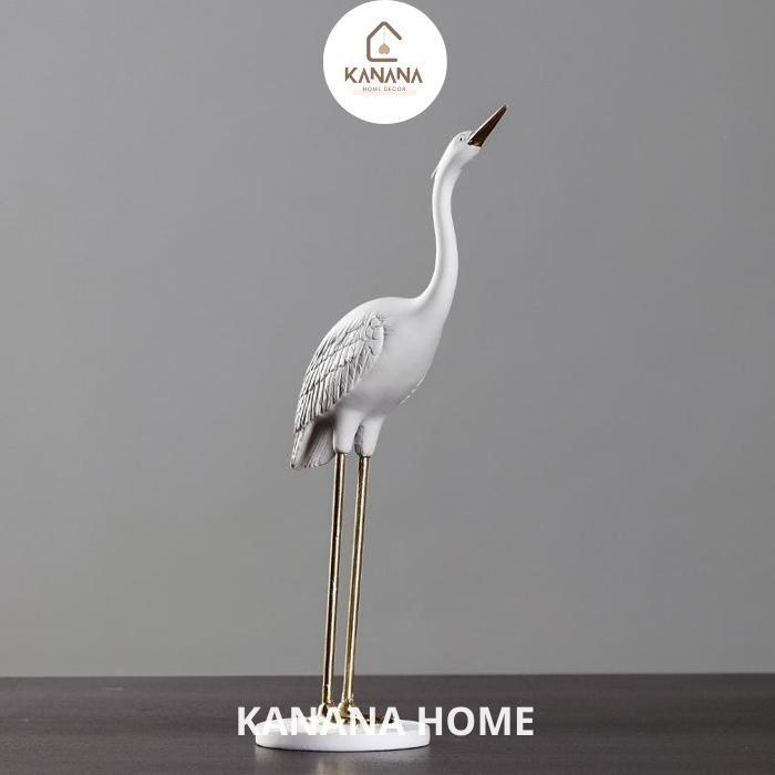 (Ready Stok) Pajangan Meja Burung Bangau / White Crane Statue Figure 2621