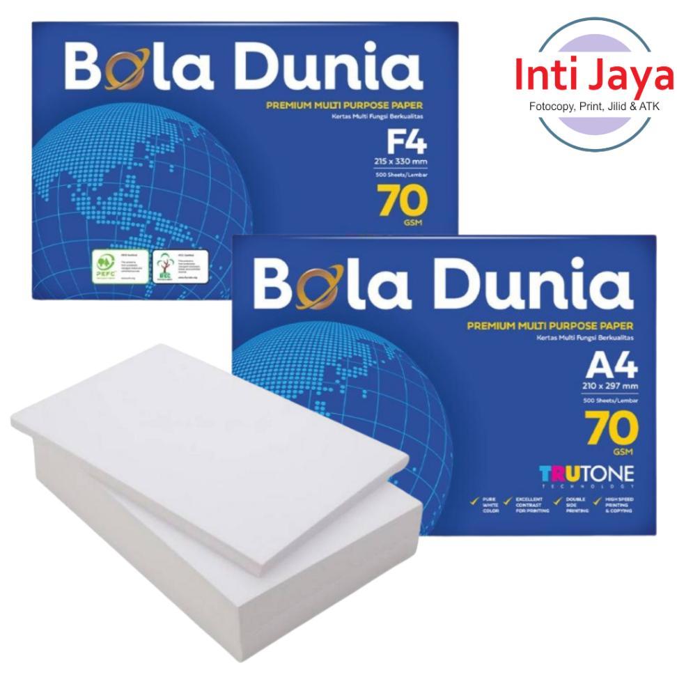 Kertas Hvs 70 Gsm Bola Dunia A4 F4 1 Rim/ Box
