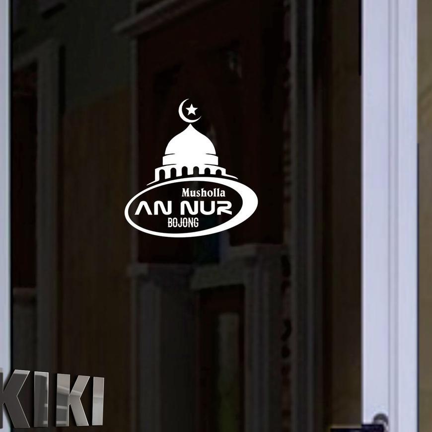 Cutting Sticker - Sticker Kaca Pintu / Jendela Masjid / Musholla - Custom Nama Dan Alamat Anda