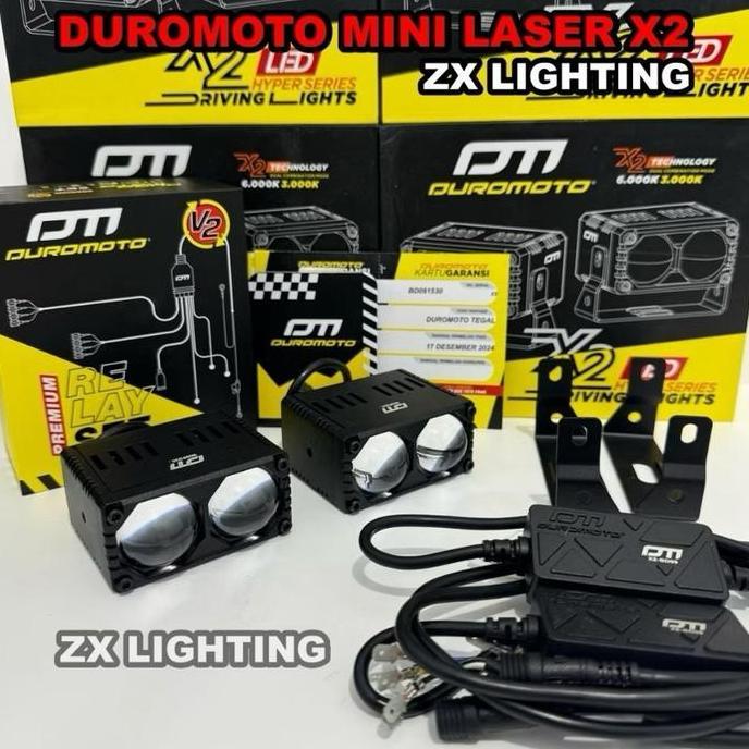 DUROMOTO Lampu Tembak X2 100 WATT Mini laser 2 mata duromoto Driver external plus kipas Foglamp soro