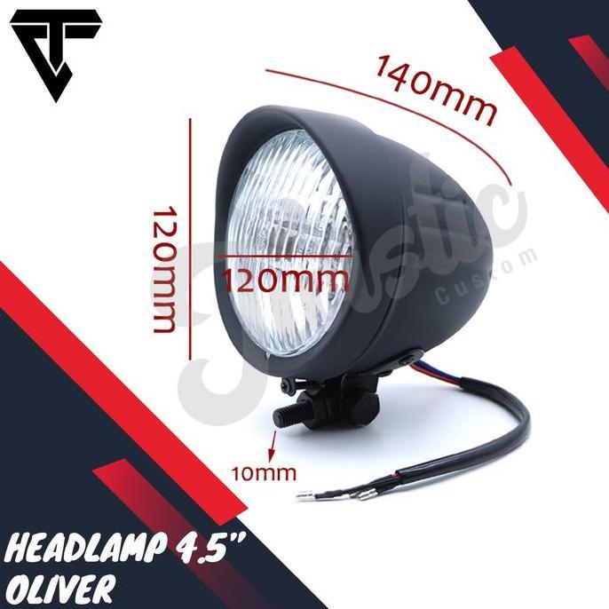 Headlamp Lampu Depan Oliver Motor Custom Universal Chopper Bobber