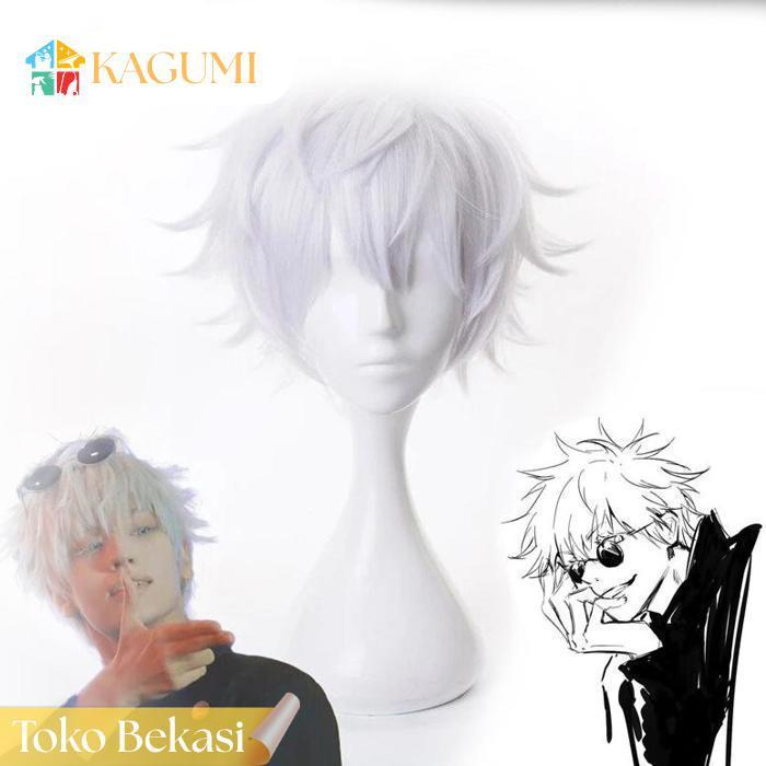 Kagumi Gojo Satoru Wig Wig Rambut Gojo Rambut Gojo Satoru Wig Anime Cosplay Gojo Satoru Silver Gray 