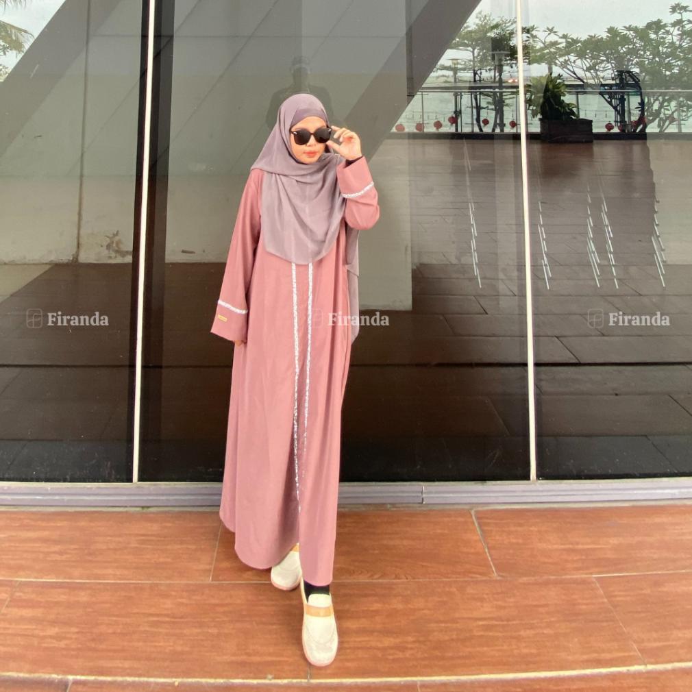 NEW DEALS Firanda Abaya Nazwa - Gamis Arab Hitam Wanita Dewasa Mewah Payet Basic Dress Umroh Lebaran