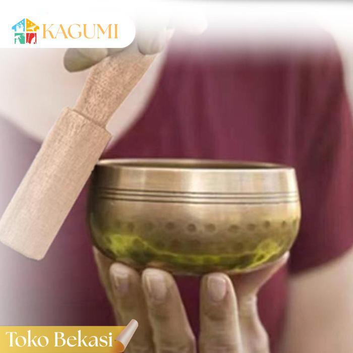 Kagumi Singing Bowl Tibetan Bahan Tembaga Healing Bowl Lonceng Tibet Buddha Diameter 8cm Tibetan Bow