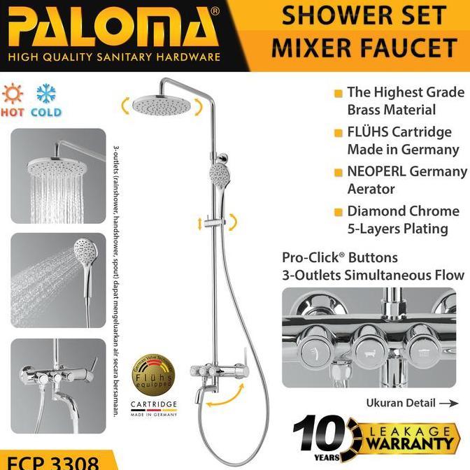 Pilihan- Paloma Fcp 3308 Shower Tiang Set Column Mandi Keran Kran Panas Dingin