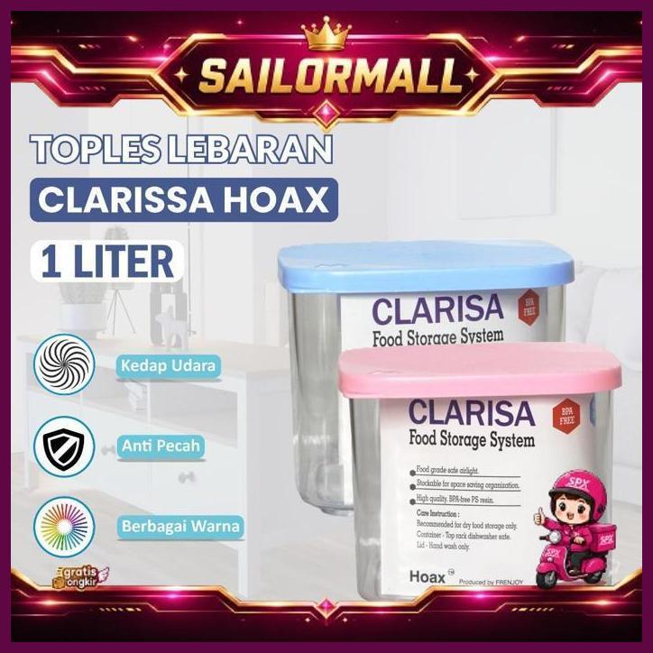Toples Kue  Kerupuk Lebaran Plastik /Toples Serbaguna/Toples Clarissa / Frenjoy 1 Liter Terbaru