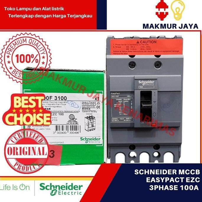 TERBARU - MCCB SCHNEIDER EZC100F 3 PHASE 100A / mccb schneider 3 phase 100A