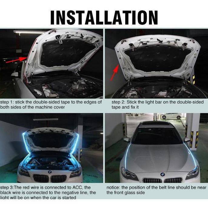 Lampu LED DRL Kap Mesin Hood Decorative Light 180cm WELCOME LIGHT DC 12V [terbaik]