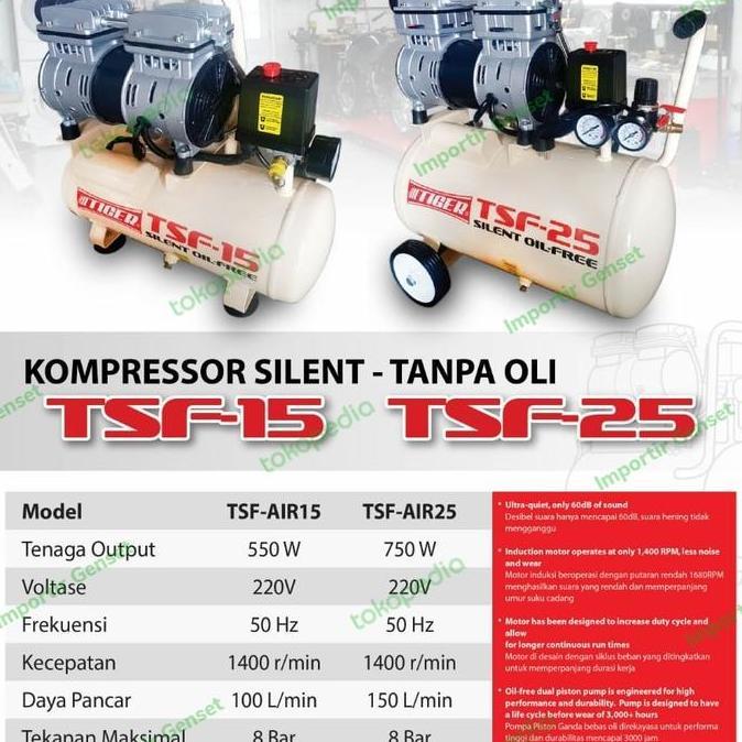 Kompresor Tiger Oiless 2/4 Hp Silent