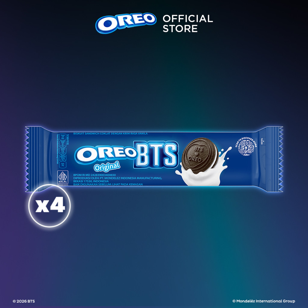 OREO BTS Biskuit Sandwich Coklat dengan Krim Rasa Vanila 105g (Paket isi 4)