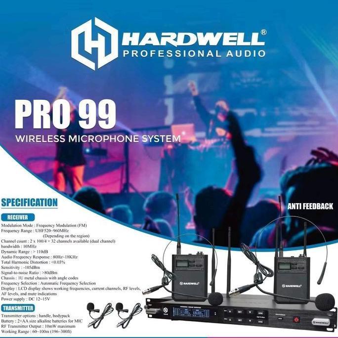 Mic wireless hardwell Pro 99 mic clip on + bando hardwell original
