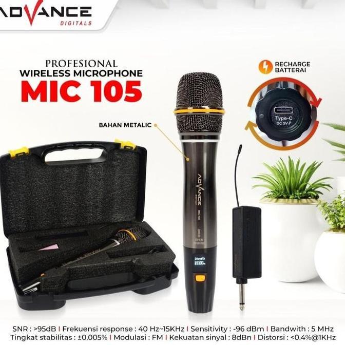 ADVANCE PROFESIONAL WIRELESS MICROPHONE / MIC WIRELESS MIC-105