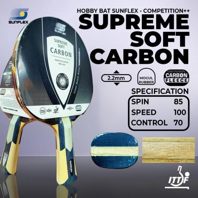 READY STOCK BAT SUNFLEX SUPREME SOFT CARBON BET TENIS MEJA PINGPONG ORIGINAL