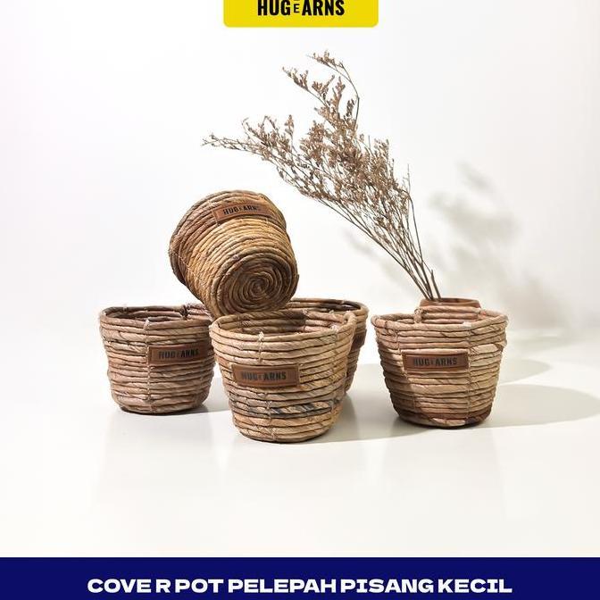 HUGeARNS - Cover Pot 1 Pelepah Pisang Leles Anyaman Aesthetic / Cover Pot Anyaman / Cover Pot Anyama