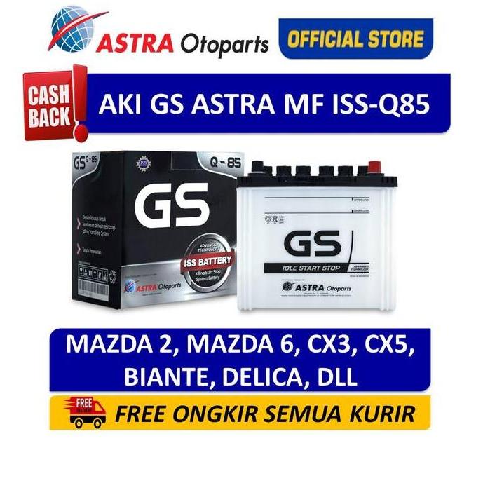 Aki GS ASTRA MF ISS Idling Start Stop Q85 Mobil Mazda 2, CX 3, Biante