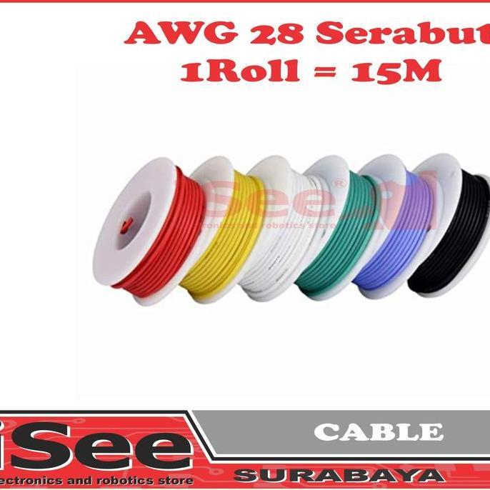 KABEL CABLE SERABUT AWG 28 AWG28 SILICONE SILIKON 28AWG 1 ROLL 15M