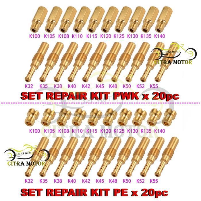 COD SET REPAIR KIT 20 PC PILOT JET MAIN JET PE / PWK KEIHIN ORIGINAL ASLI JET MJ PJ KEIHIN MIKUNI SU