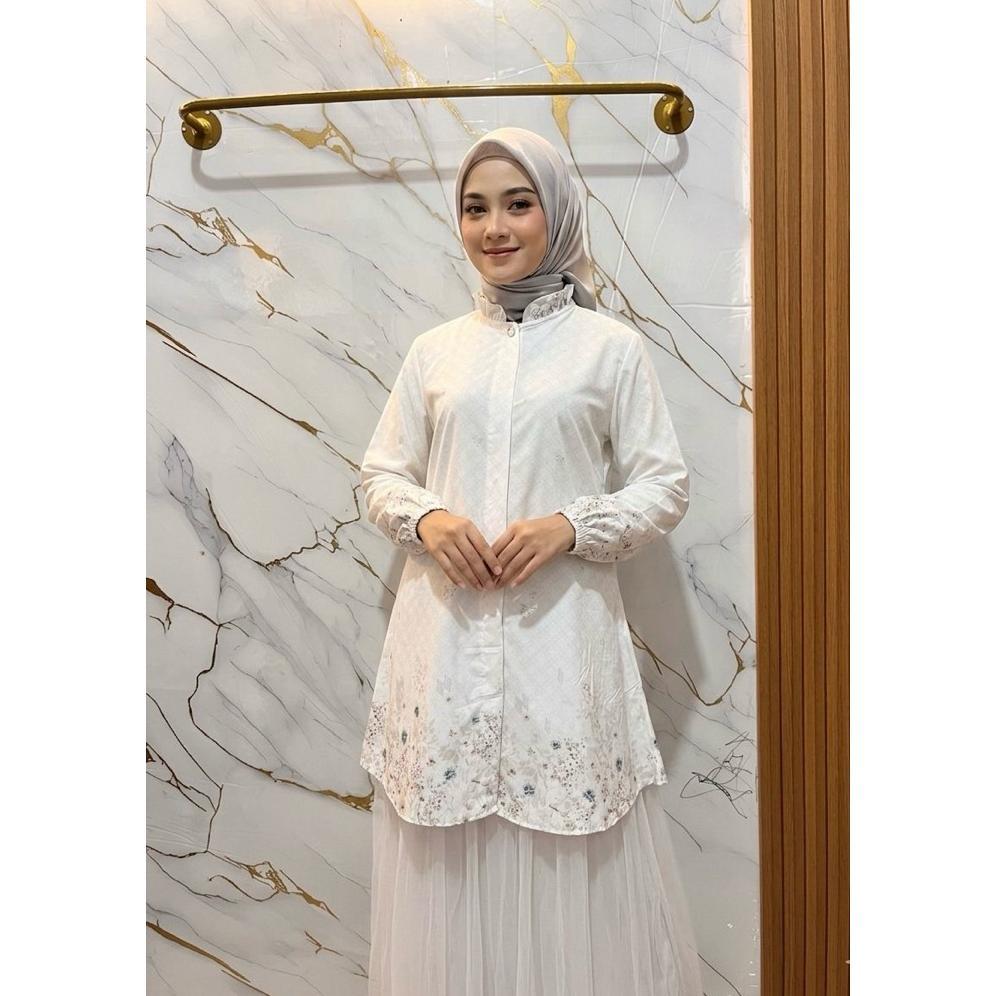 Aluna Tunik Muslim Wanita/ Atasan Tunik wanita lengan panjang/ Bahan Katun Milea