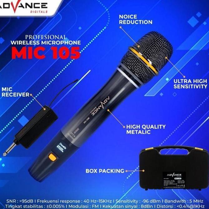 ADVANCE PROFESIONAL WIRELESS MICROPHONE / MIC WIRELESS MIC-105