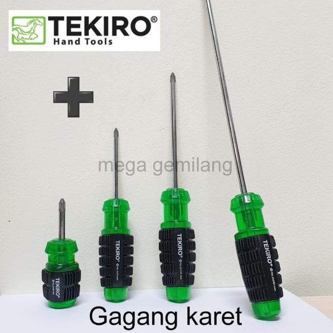 Set- Obeng Tekiro Gagang Karet Obeng Plus