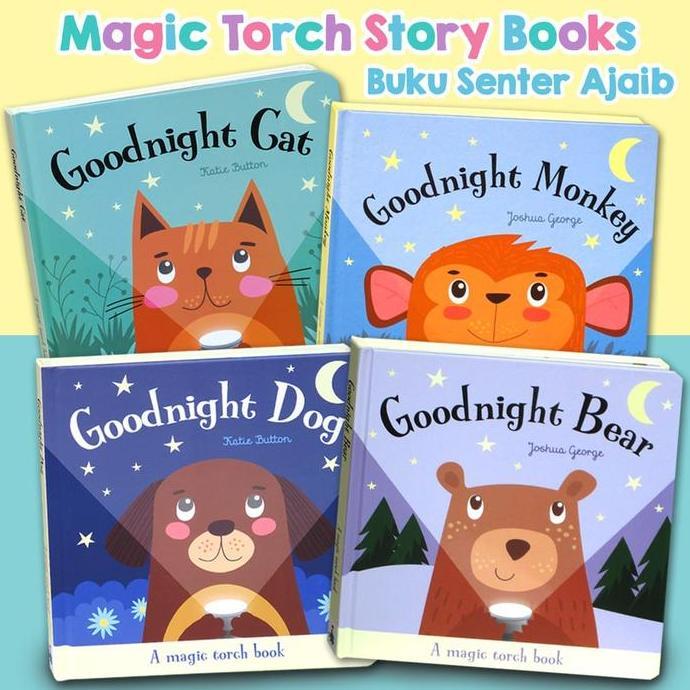 Promo Buku Senter Ajaib Goodnight Bear / Lion / Frog / Cat (Magic Torch Book - Use The Magic Torch T