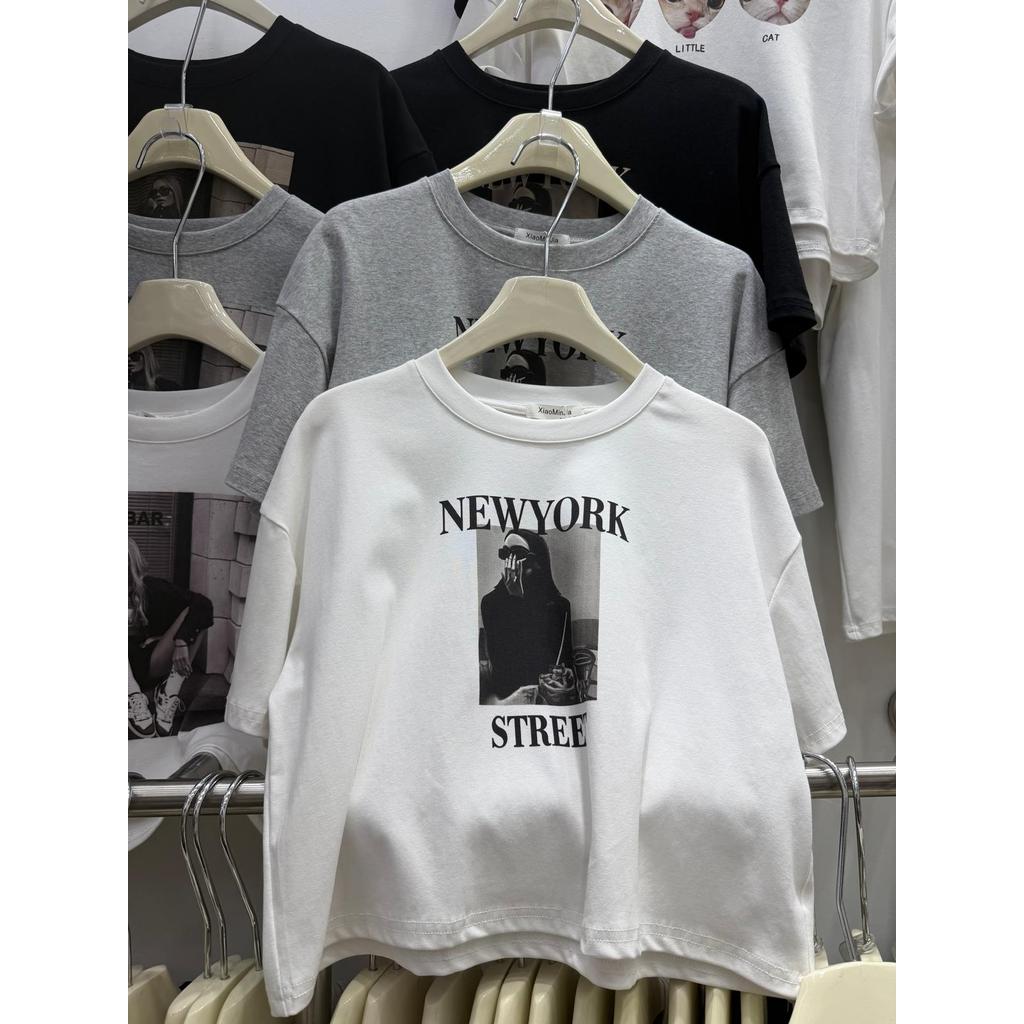 READYSTOCK CN1171 - 8951-19 KAOS BASIC CROPTOP NEW YORK XIAO MIN JIA