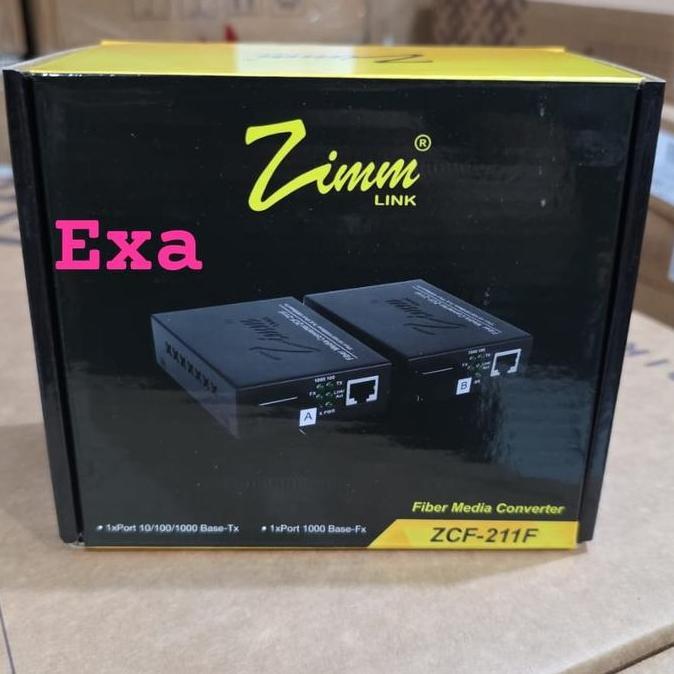 TERBARU - ZIMMLINK ZCF-211F , A/B FO Media Converter GIGABIT 10/100/1000 Base-TX SC Singlemode 20KM 