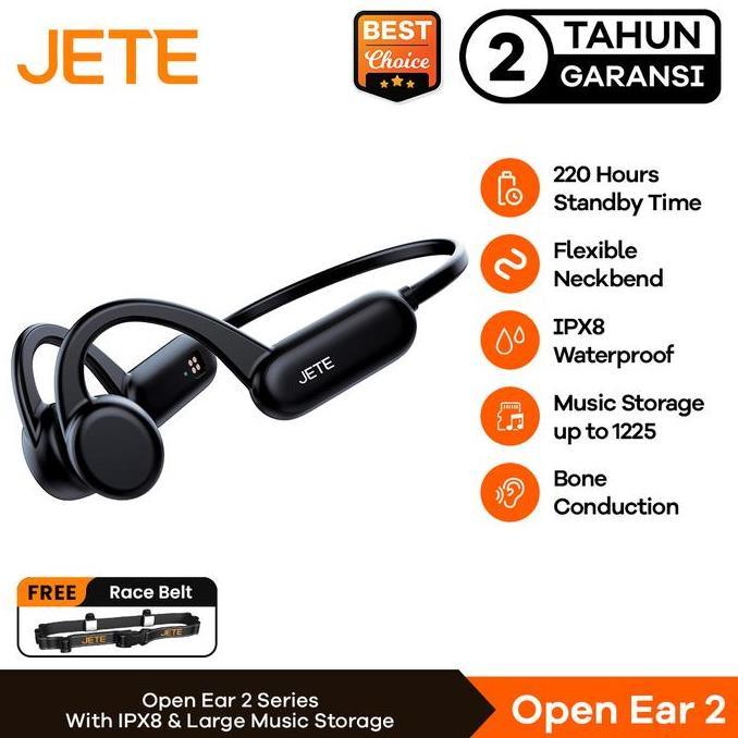 Terbaik Headset Bluetooth  JETE Open Ear 2 For Running Open Ear Bone Conduction IPX8 Wireless Earpho
