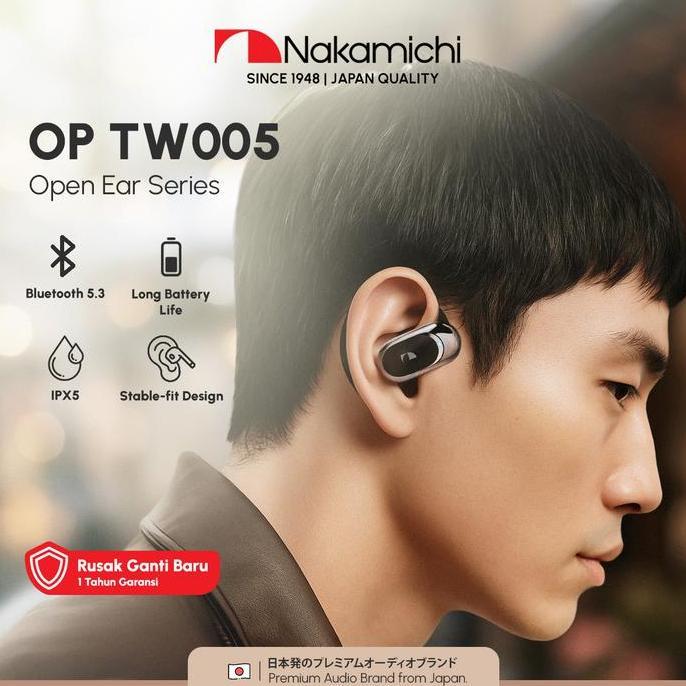 Terbaik Nakamichi OP TW005 Open Ear Clip Earphone Running Air Conduction TWS Anti Keringat Terimakas